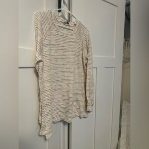 White Birch Cream Textured Knit Crew Neck Sweater
